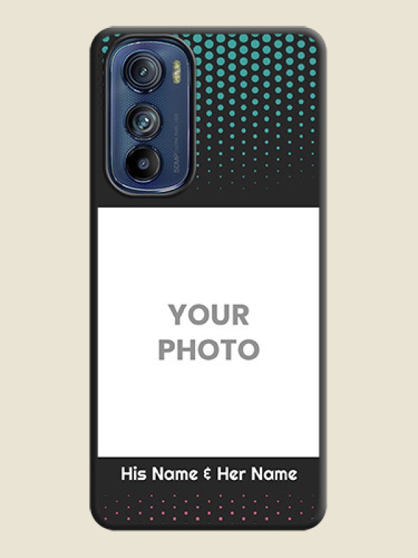 Custom Faded Dots with Grunge Photo Frame and Text on Space Black Custom Soft Matte Phone Cases - Motorola Edge 30 - alternate view