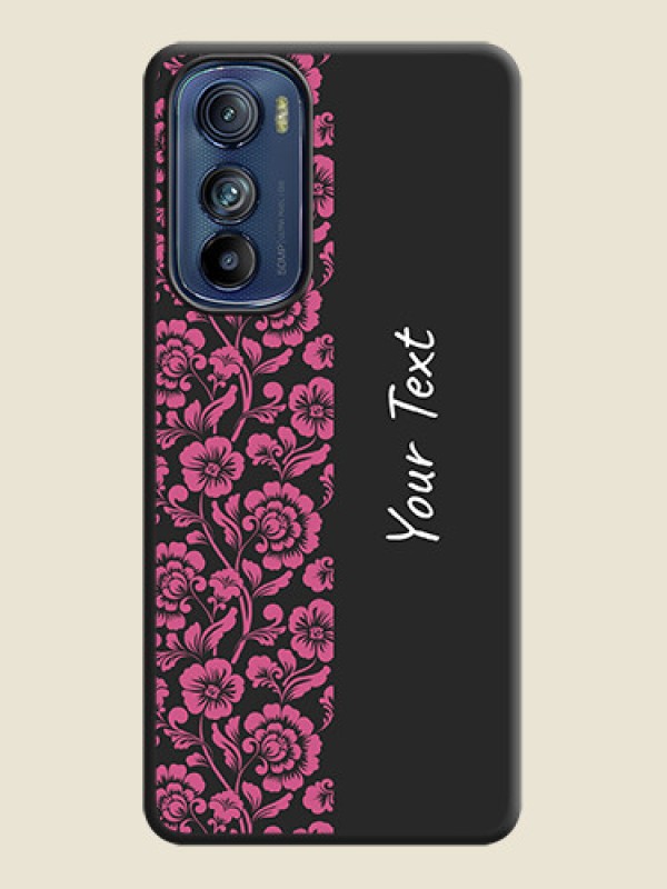 Custom Pink Floral Pattern Design With Custom Text On Space Black Personalized Soft Matte Phone Covers -Motorola Edge 30 - alternate view