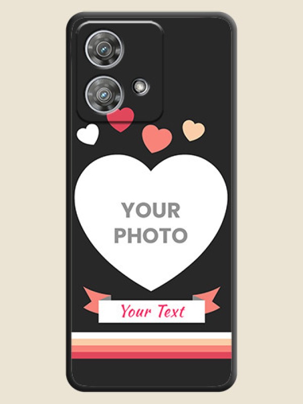 Custom Love Shaped Photo with Colorful Stripes On Space Black Custom Soft Matte Mobile Back Cover - Motorola Edge 40 Neo - alternate view