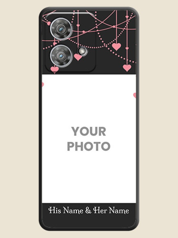 Custom Pink Love Hangings with Text On Space Black Custom Soft Matte Mobile Back Cover - Motorola Edge 40 Neo - alternate view