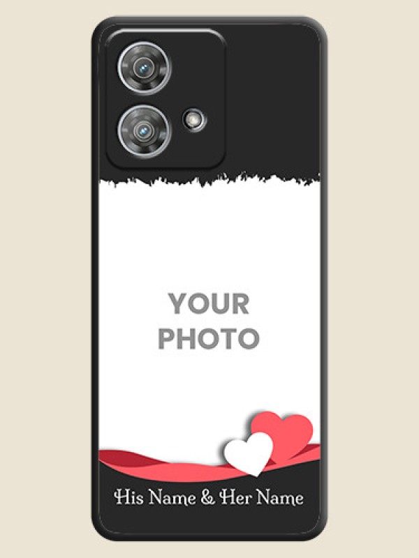 Custom Pin Color Love Shaped Ribbon Design with Text On Space Black Custom Soft Matte Mobile Back Cover - Motorola Edge 40 Neo - alternate view