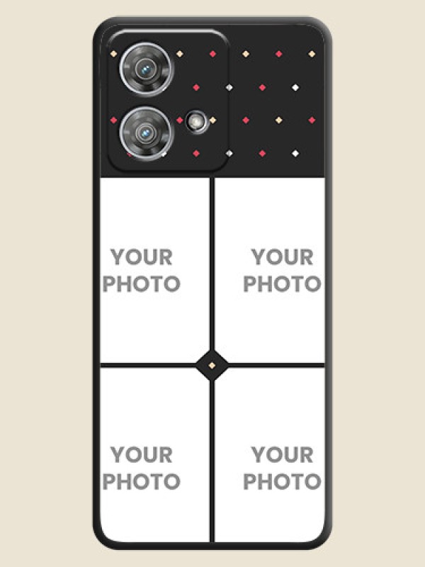 Custom Multicolor Dotted Pattern with 4 Image Holder On Space Black Custom Soft Matte Mobile Back Cover - Motorola Edge 40 Neo - alternate view