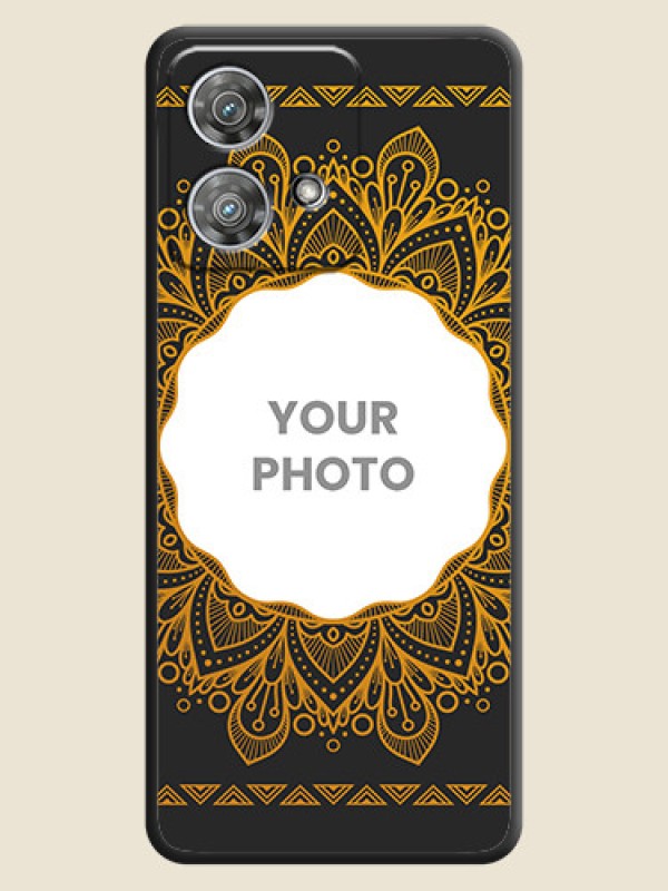 Custom Round Image with Floral Design On Space Black Custom Soft Matte Mobile Back Cover - Motorola Edge 40 Neo - alternate view