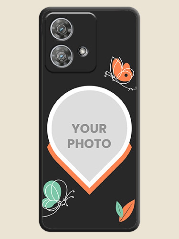 Custom Upload Pic With Simple Butterly Design On Space Black Custom Soft Matte Mobile Back Cover - Motorola Edge 40 Neo - alternate view