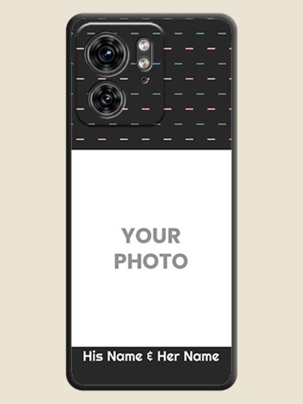 Custom Line Pattern Design with Text on Space Black Custom Soft Matte Phone Back Cover - Edge 40 - alternate view
