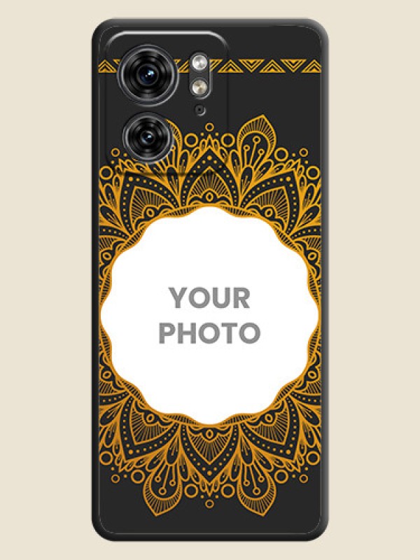 Custom Round Image with Floral Design - Photo on Space Black Soft Matte Mobile Cover - Edge 40 - alternate view