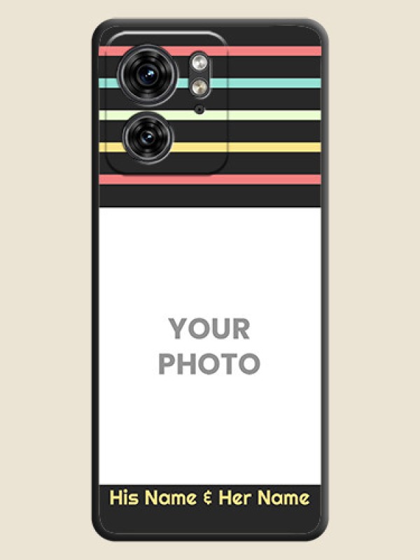 Custom Color Stripes with Photo and Text - Photo on Space Black Soft Matte Mobile Case - Edge 40 - alternate view