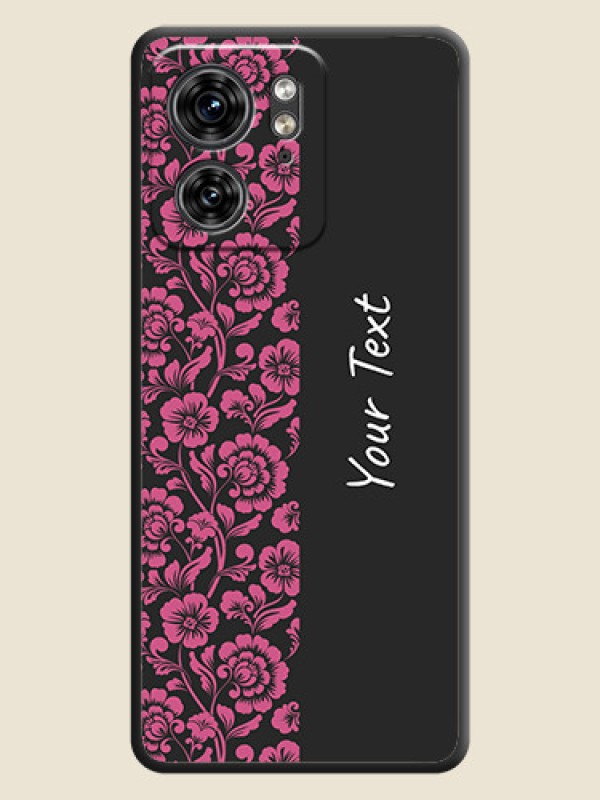 Custom Pink Floral Pattern Design With Custom Text On Space Black Personalized Soft Matte Phone Covers - Edge 40 - alternate view