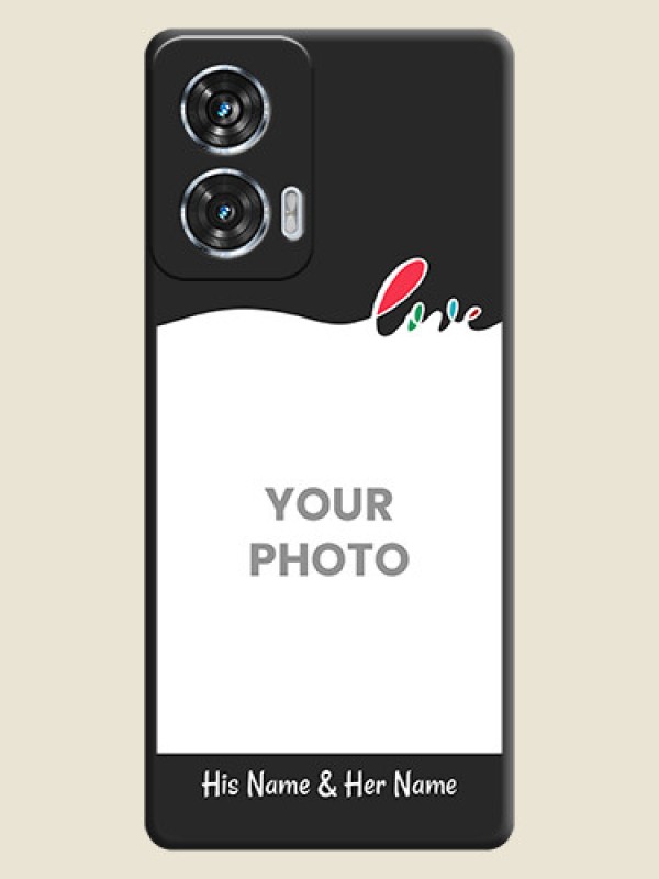 Custom Fall in Love Pattern with Picture on Photo On Space Black Custom Soft Matte Mobile Back Cover - Motorola Edge 50 Fusion - alternate view