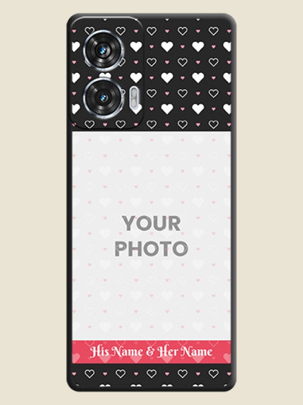 Custom White Color Love Symbols with Text Design on Photo On Space Black Custom Soft Matte Mobile Back Cover - Motorola Edge 50 Fusion - alternate view