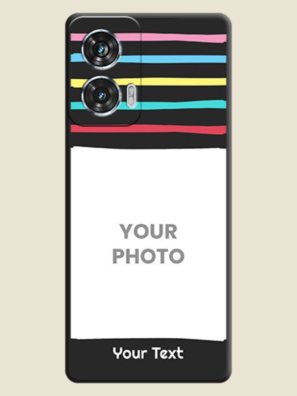 Custom Multicolor Lines with Image On Space Black Custom Soft Matte Mobile Back Cover - Motorola Edge 50 Fusion - alternate view