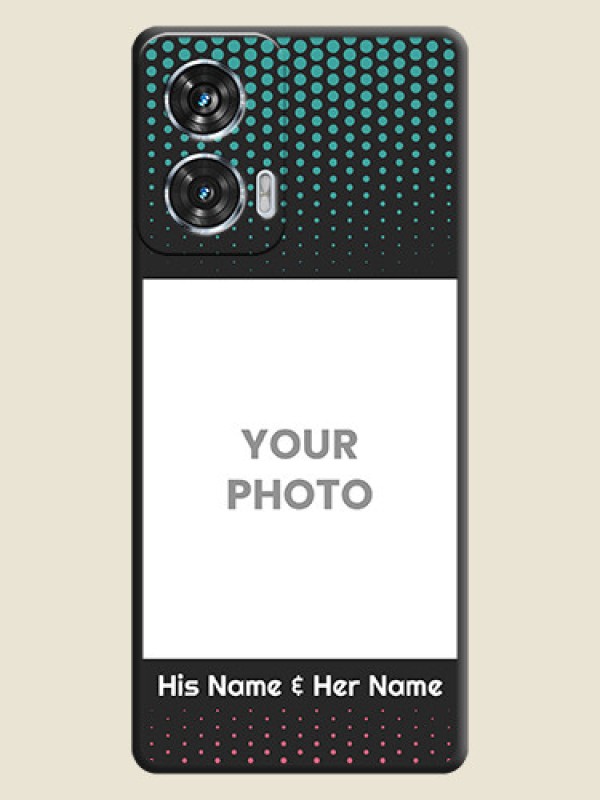 Custom Faded Dots with Grunge Photo Frame and Text On Space Black Custom Soft Matte Mobile Back Cover - Motorola Edge 50 Fusion - alternate view