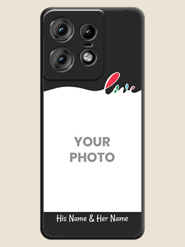Custom Fall in Love Pattern with Picture on Photo On Space Black Custom Soft Matte Mobile Back Cover - Motorola Edge 50 Pro 5G - alternate view