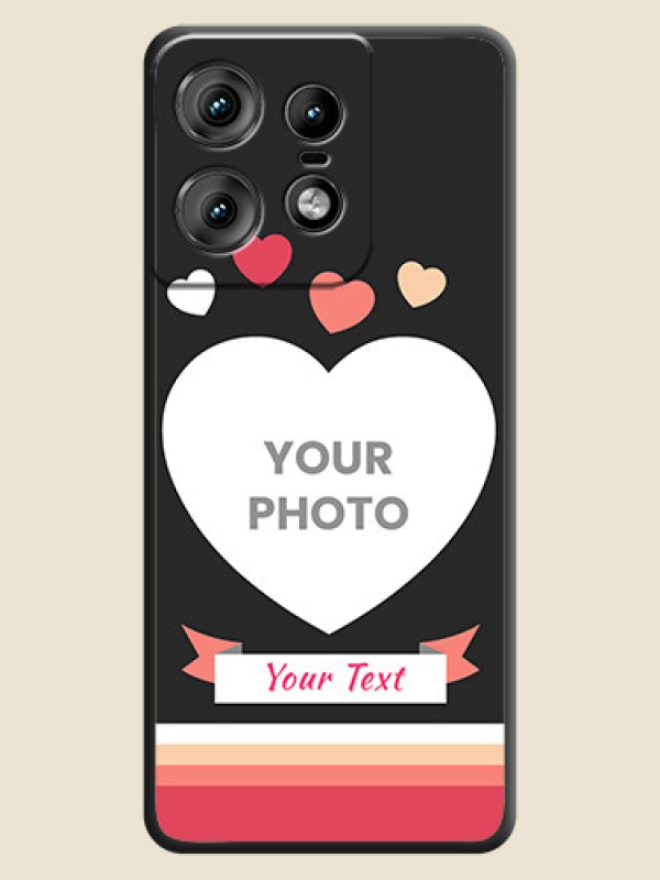 Custom Love Shaped Photo with Colorful Stripes On Space Black Custom Soft Matte Mobile Back Cover - Motorola Edge 50 Pro 5G - alternate view