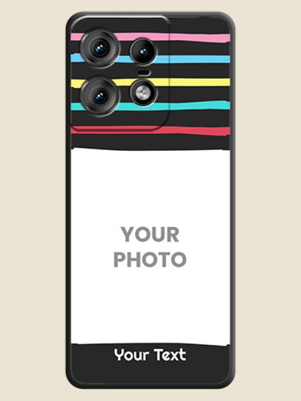 Custom Multicolor Lines with Image On Space Black Custom Soft Matte Mobile Back Cover - Motorola Edge 50 Pro 5G - alternate view