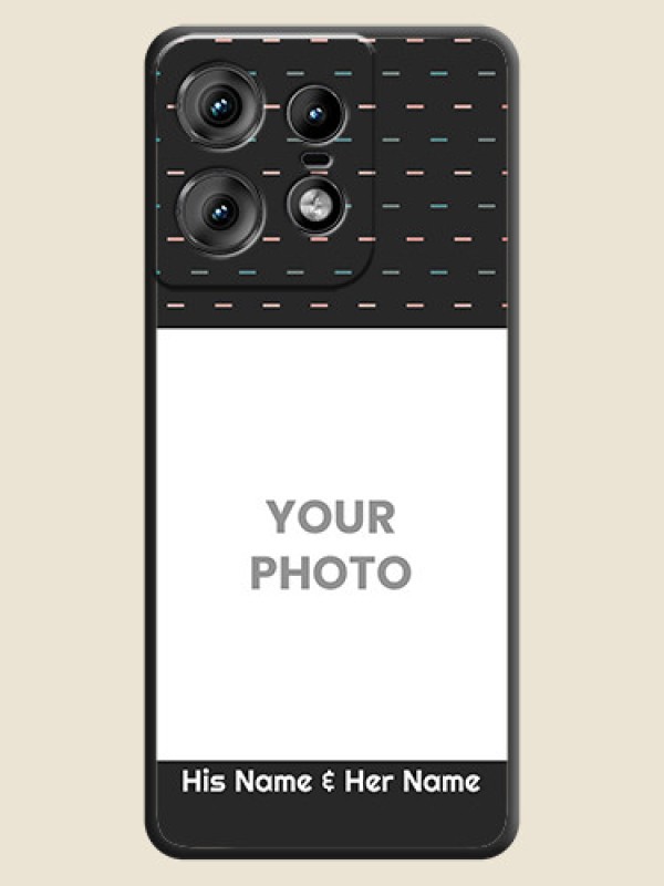 Custom Line Pattern Design with Text On Space Black Custom Soft Matte Mobile Back Cover - Motorola Edge 50 Pro 5G - alternate view