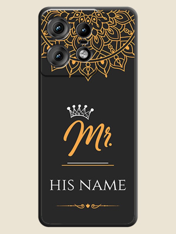 Custom Mr Name with Floral Design On Space Black Custom Soft Matte Mobile Back Cover - Motorola Edge 50 Pro 5G - alternate view