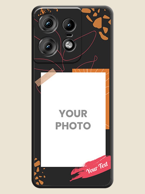 Custom Orange Photo Frame On Space Black Custom Soft Matte Mobile Back Cover - Motorola Edge 50 Pro 5G - alternate view