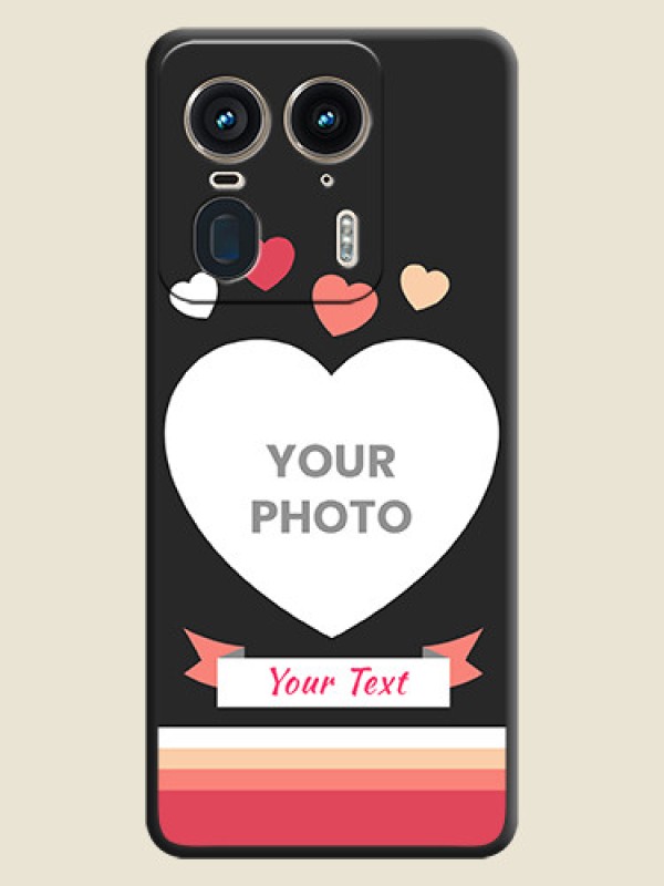 Custom Love Shaped Photo with Colorful Stripes On Space Black Custom Soft Matte Mobile Back Cover - Motorola Edge 50 Ultra 5G - alternate view