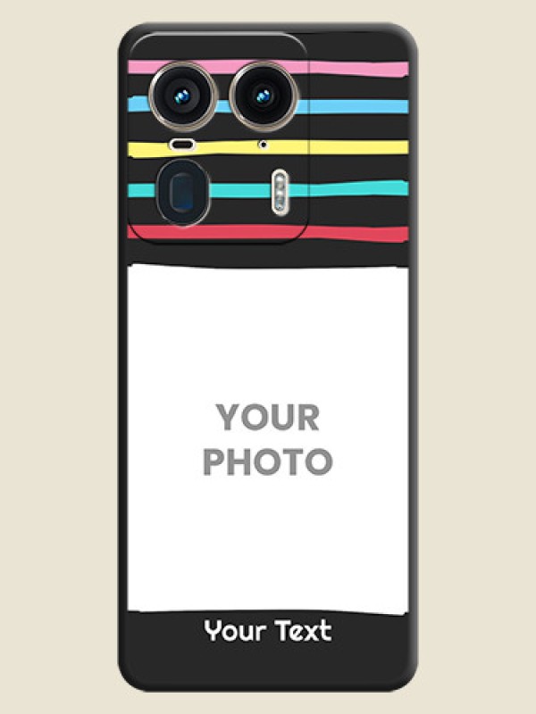 Custom Multicolor Lines with Image On Space Black Custom Soft Matte Mobile Back Cover - Motorola Edge 50 Ultra 5G - alternate view