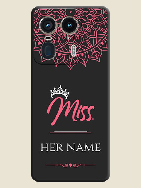 Custom Mrs Name with Floral Design On Space Black Custom Soft Matte Mobile Back Cover - Motorola Edge 50 Ultra 5G - alternate view
