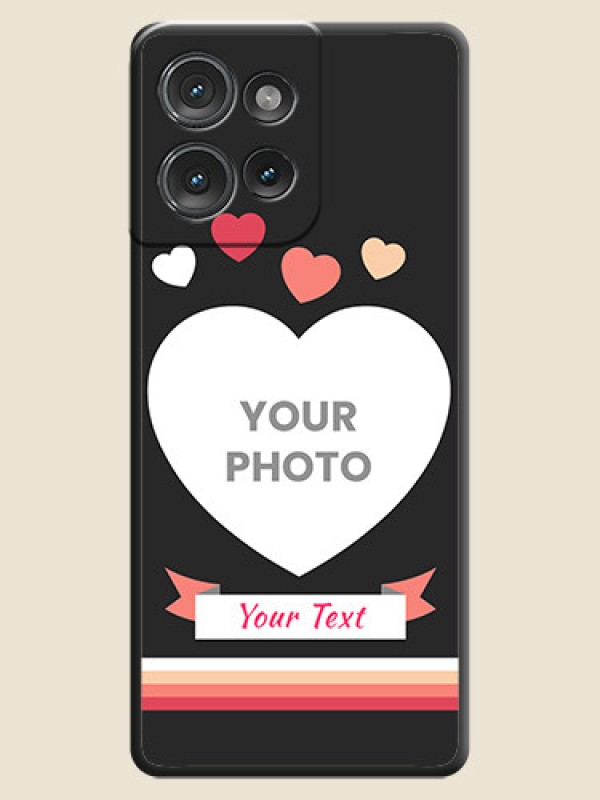 Custom Love Shaped Photo with Colorful Stripes On Space Black Custom Soft Matte Mobile Back Cover - Motorola Edge 50 - alternate view
