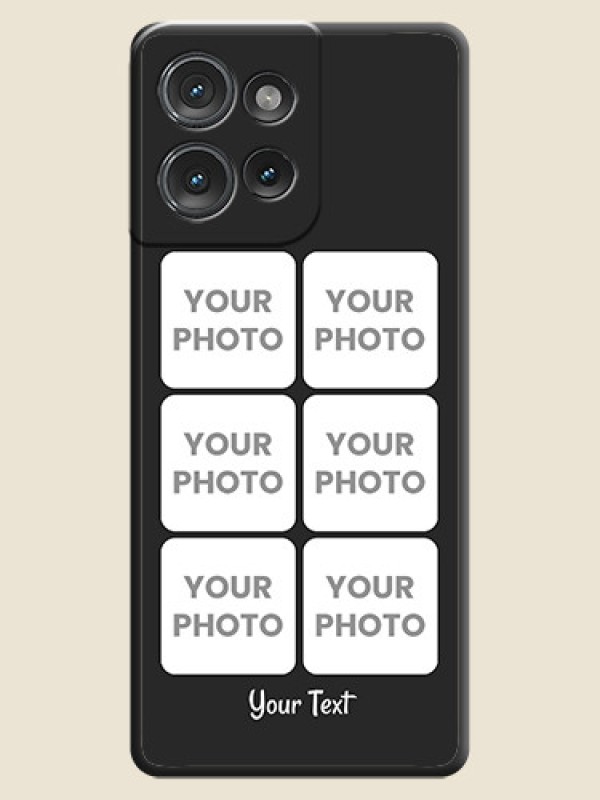 Custom Floral Art with 6 Image Holder on Photo On Space Black Custom Soft Matte Mobile Back Cover - Motorola Edge 50 - alternate view