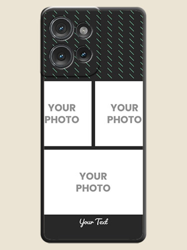 Custom Cross Dotted Pattern with 2 Image Holder On Space Black Custom Soft Matte Mobile Back Cover - Motorola Edge 50 - alternate view
