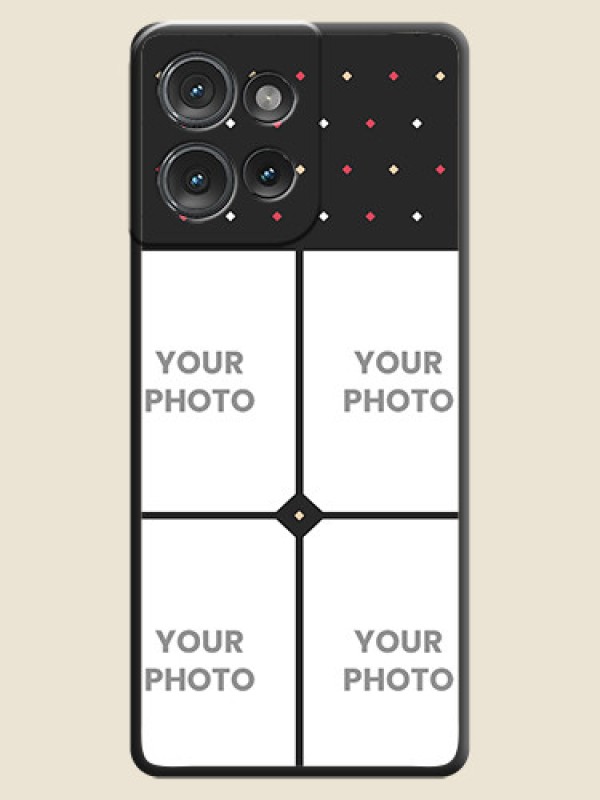 Custom Multicolor Dotted Pattern with 4 Image Holder On Space Black Custom Soft Matte Mobile Back Cover - Motorola Edge 50 - alternate view