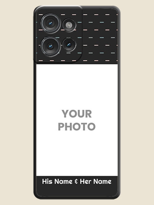 Custom Line Pattern Design with Text On Space Black Custom Soft Matte Mobile Back Cover - Motorola Edge 50 - alternate view
