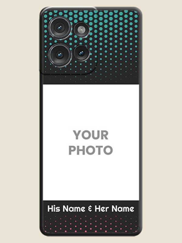 Custom Faded Dots with Grunge Photo Frame and Text On Space Black Custom Soft Matte Mobile Back Cover - Motorola Edge 50 - alternate view