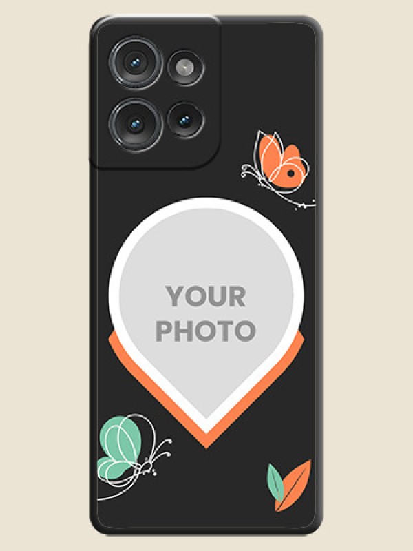 Custom Upload Pic With Simple Butterly Design On Space Black Custom Soft Matte Mobile Back Cover - Motorola Edge 50 - alternate view