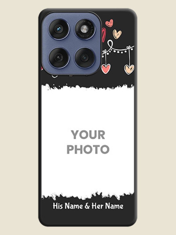 Custom Pink Love Hangings with Name On Space Black Custom Soft Matte Mobile Back Cover - Motorola Edge 60 Fusion - alternate view