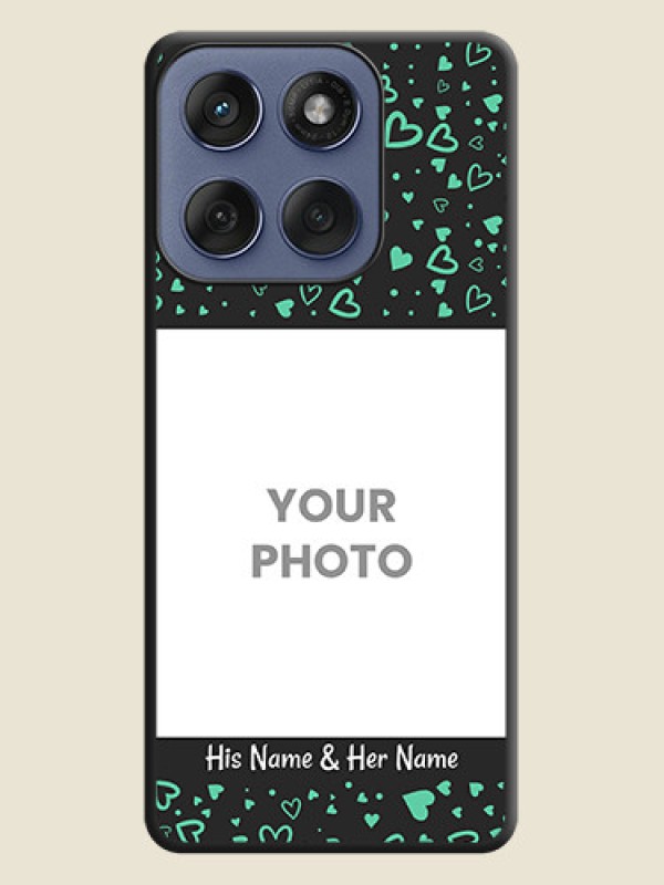 Custom Sea Green Indefinite Love Pattern on Photo On Space Black Custom Soft Matte Mobile Back Cover - Motorola Edge 60 Fusion - alternate view
