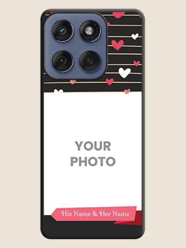 Custom Love Pattern with Name on Pink Ribbon on Photo On Space Black Custom Soft Matte Mobile Back Cover - Motorola Edge 60 Fusion - alternate view