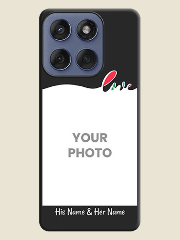 Custom Fall in Love Pattern with Picture on Photo On Space Black Custom Soft Matte Mobile Back Cover - Motorola Edge 60 Fusion - alternate view