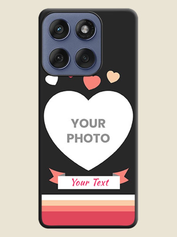 Custom Love Shaped Photo with Colorful Stripes On Space Black Custom Soft Matte Mobile Back Cover - Motorola Edge 60 Fusion - alternate view