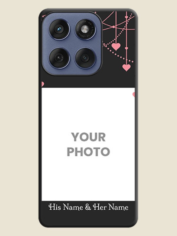 Custom Pink Love Hangings with Text On Space Black Custom Soft Matte Mobile Back Cover - Motorola Edge 60 Fusion - alternate view