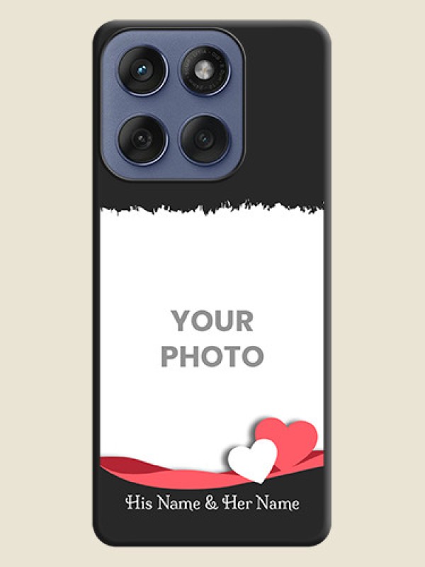 Custom Pin Color Love Shaped Ribbon Design with Text On Space Black Custom Soft Matte Mobile Back Cover - Motorola Edge 60 Fusion - alternate view