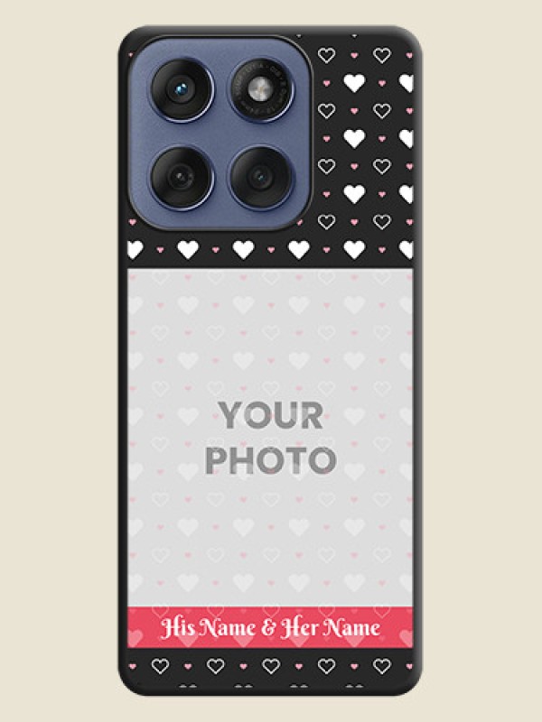 Custom White Color Love Symbols with Text Design on Photo On Space Black Custom Soft Matte Mobile Back Cover - Motorola Edge 60 Fusion - alternate view