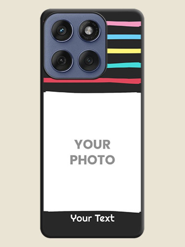 Custom Multicolor Lines with Image On Space Black Custom Soft Matte Mobile Back Cover - Motorola Edge 60 Fusion - alternate view
