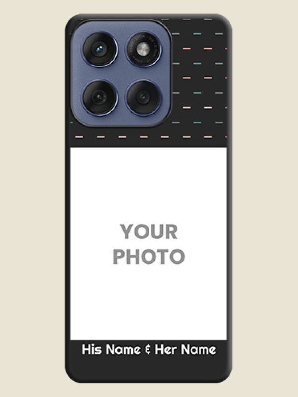 Custom Line Pattern Design with Text On Space Black Custom Soft Matte Mobile Back Cover - Motorola Edge 60 Fusion - alternate view