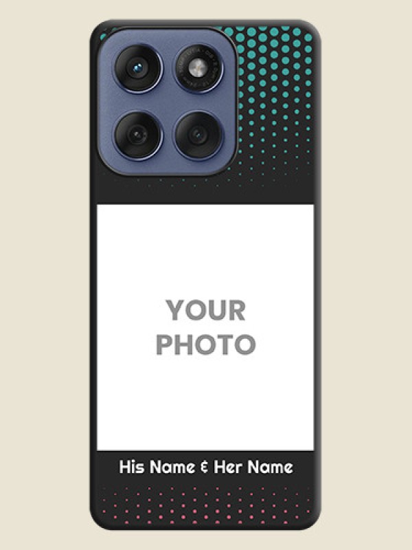 Custom Faded Dots with Grunge Photo Frame and Text On Space Black Custom Soft Matte Mobile Back Cover - Motorola Edge 60 Fusion - alternate view