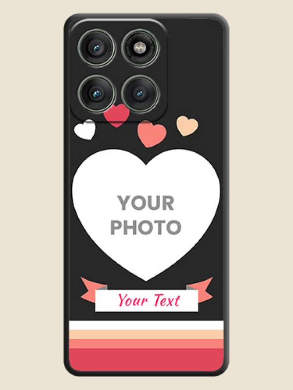 Custom Love Shaped Photo with Colorful Stripes On Space Black Custom Soft Matte Mobile Back Cover - Motorola Edge 60 Pro 5G - alternate view