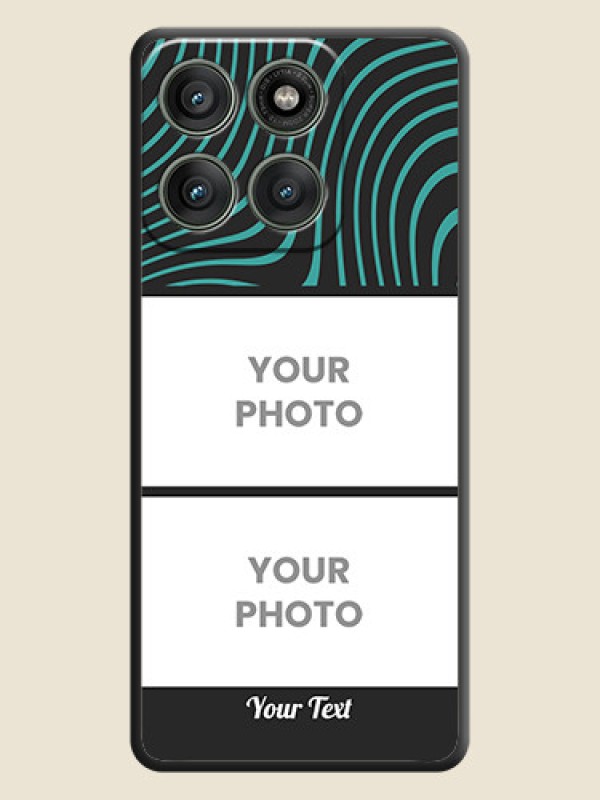 Custom Wave Pattern with 2 Image Holder On Space Black Custom Soft Matte Mobile Back Cover - Motorola Edge 60 Pro 5G - alternate view