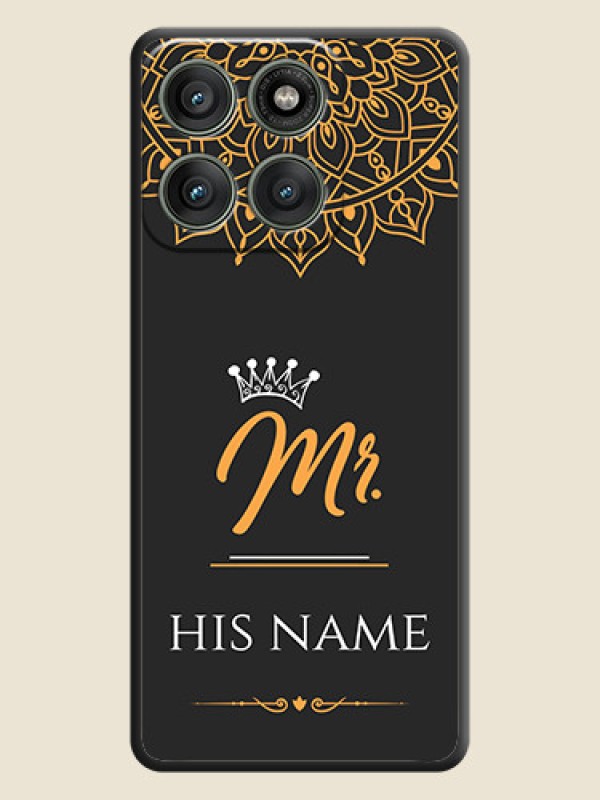 Custom Mr Name with Floral Design On Space Black Custom Soft Matte Mobile Back Cover - Motorola Edge 60 Pro 5G - alternate view