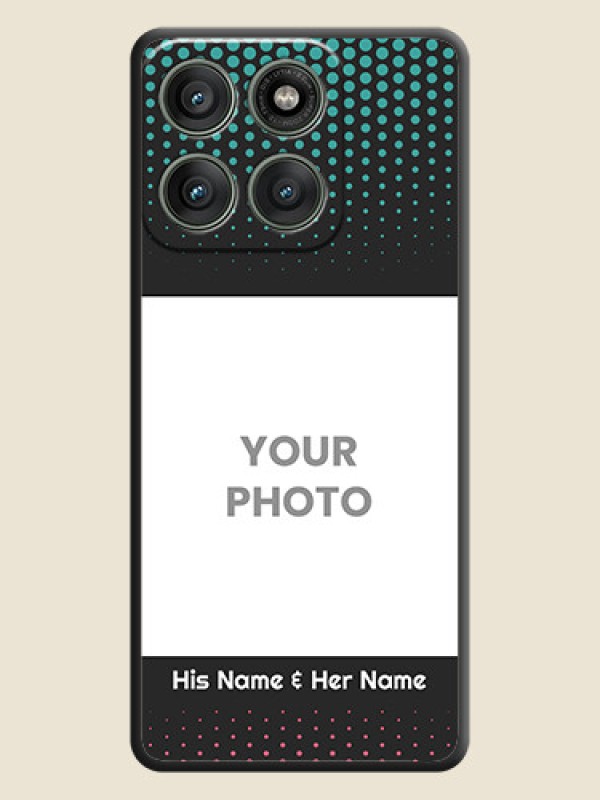 Custom Faded Dots with Grunge Photo Frame and Text On Space Black Custom Soft Matte Mobile Back Cover - Motorola Edge 60 Pro 5G - alternate view