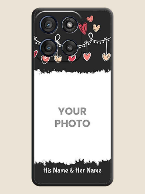 Custom Pink Love Hangings with Name On Space Black Custom Soft Matte Mobile Back Cover - Motorola Edge 60 Stylus - alternate view
