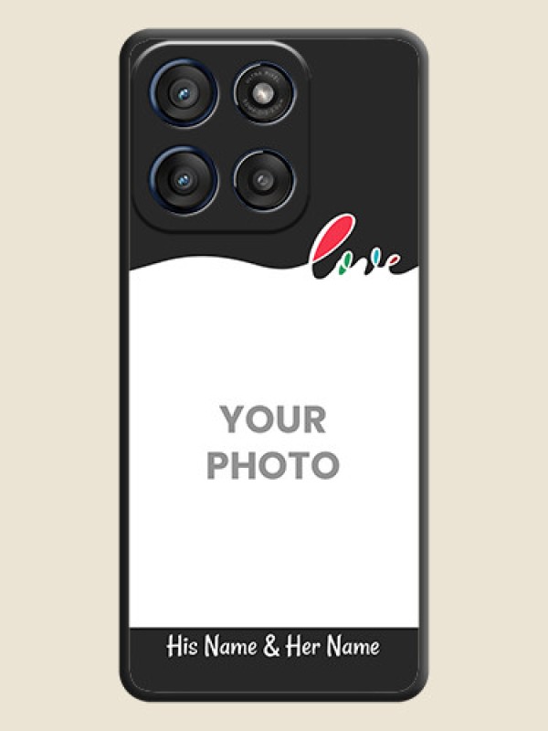 Custom Fall in Love Pattern with Picture on Photo On Space Black Custom Soft Matte Mobile Back Cover - Motorola Edge 60 Stylus - alternate view