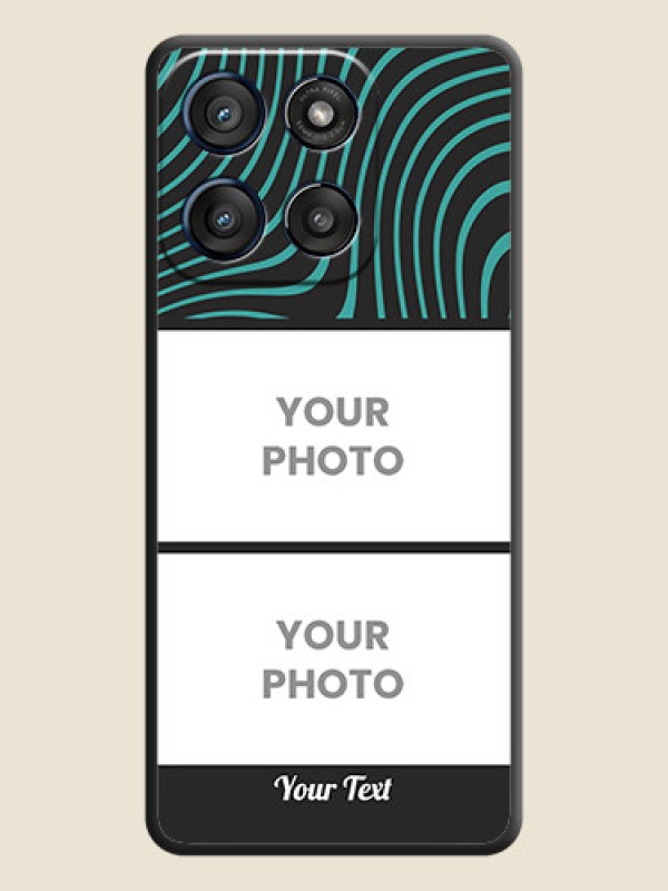 Custom Wave Pattern with 2 Image Holder On Space Black Custom Soft Matte Mobile Back Cover - Motorola Edge 60 Stylus - alternate view